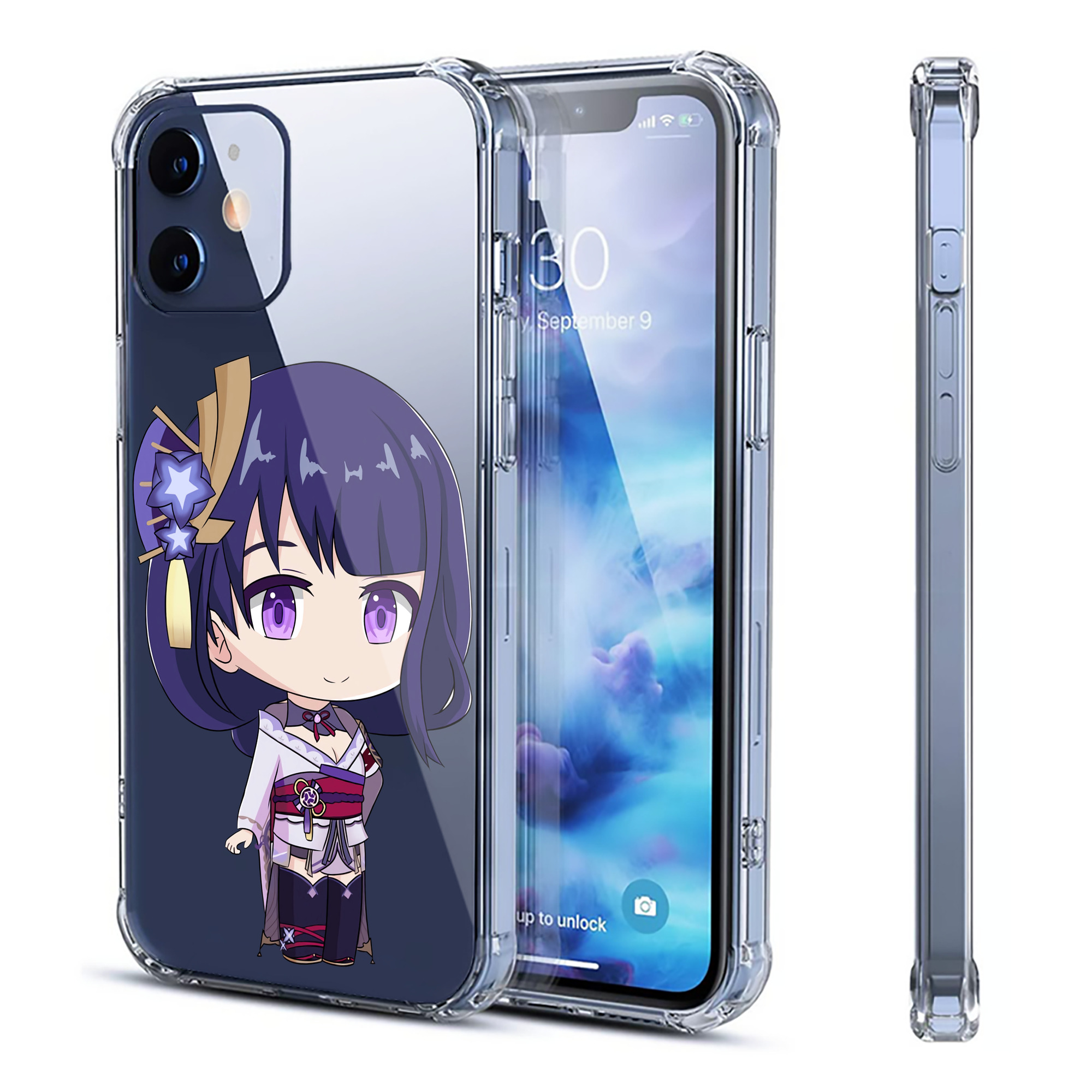 げんし神 雷電将軍 らいでんしょうぐん genshin Raiden Shogun 【iPhone 12シリーズ対応】透明スマホケース（クリアソフトケース）